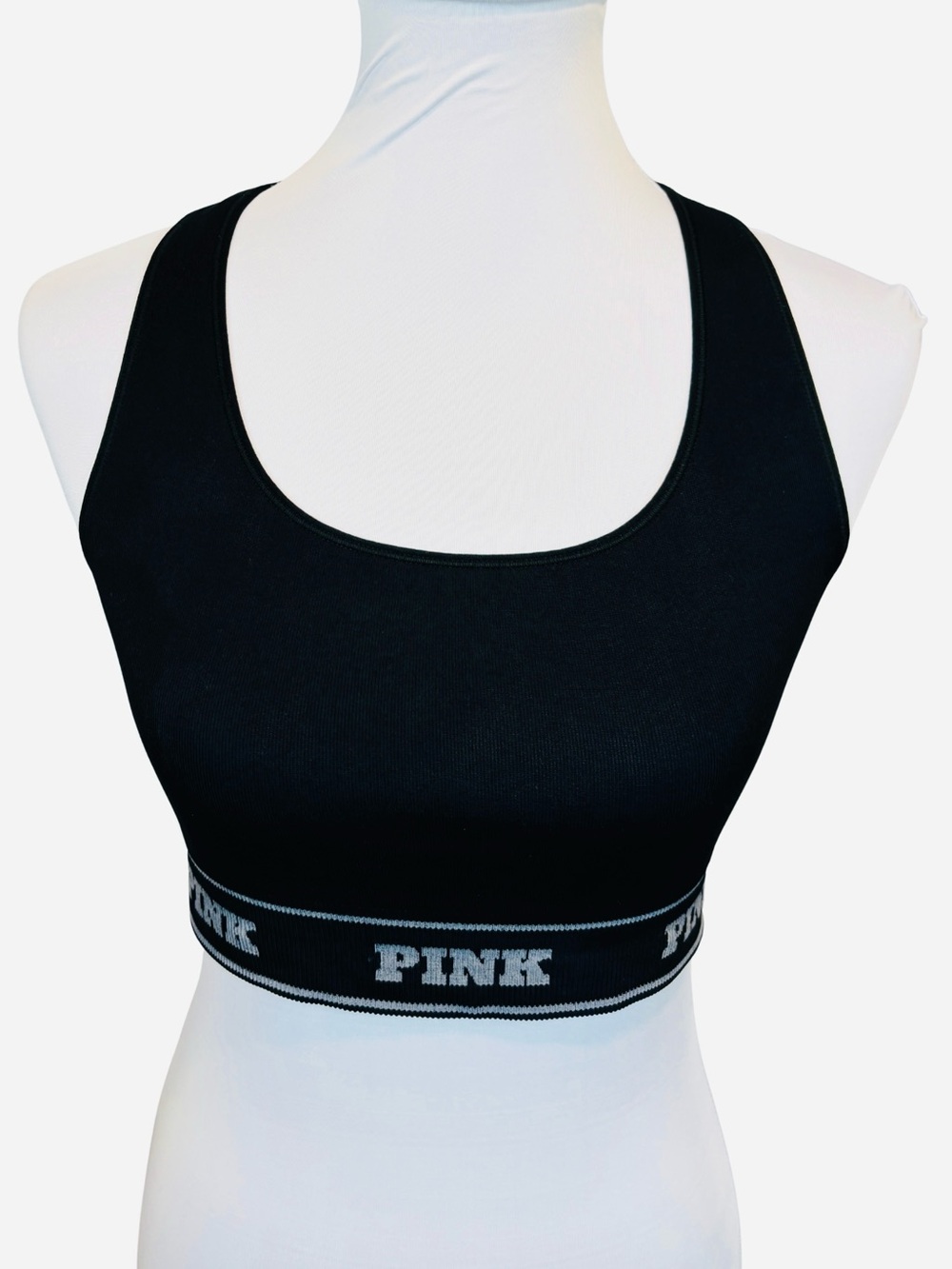 Victoria’s Secret PINK Reversible Sports Bra Black Floral Racerback M